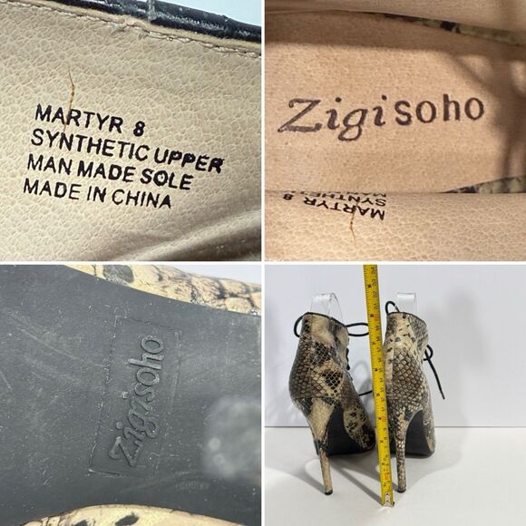 ZiGi Soho Martyr Women's Faux Leather Zipper Stiletto Ankle Boots Size 8 snake - Picture 10 of 16